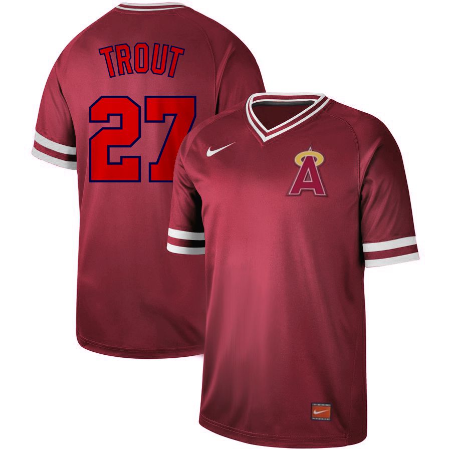 2019 Men MLB Los Angeles Angels #27 Trout red Nike Cooperstown Collection Jerseys